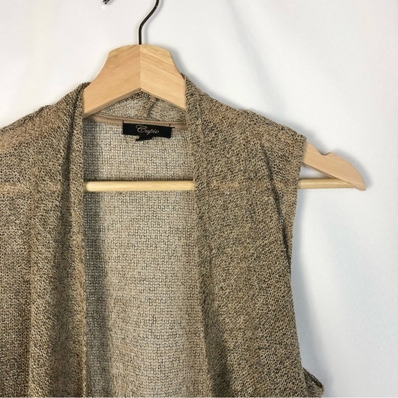 Cupio Light Brown Drape Front Knit Sleeveless Sweater S - Picture 3 of 3